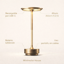 Lâmpada Midnight da Minimalist House Shop com luz ajustável, design moderno e iluminação suave, vista frontal da luminária.