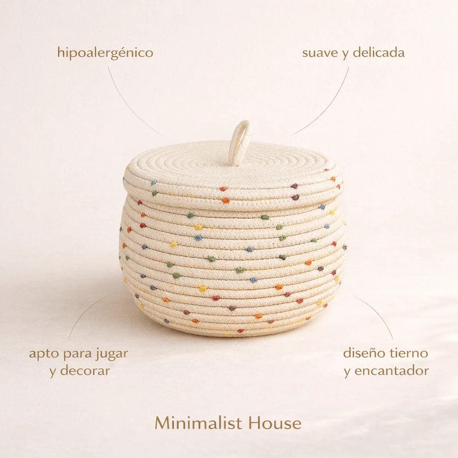 Cesta Organizadora con Tapa – Lunares - Minimalist House Shop