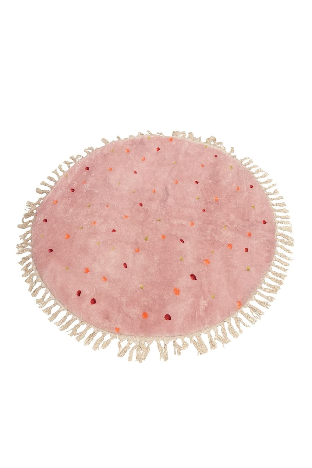 Tapete infantil circular Kids Dreams com estampa de lunares, confortável e decorativo para quartos de crianças.