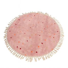 Tapete infantil circular Kids Dreams com estampa de lunares, confortável e decorativo para quartos de crianças.
