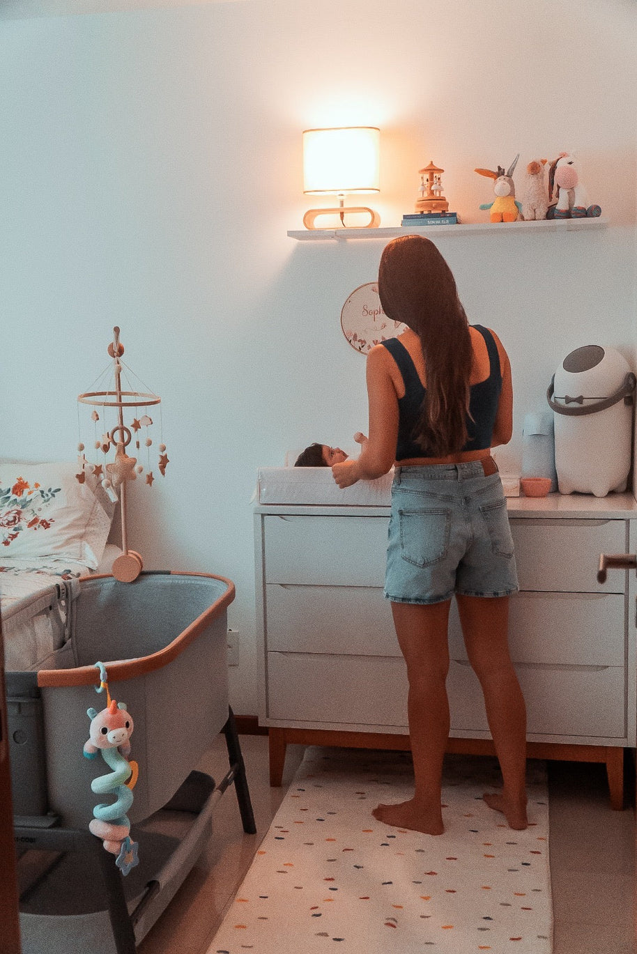 Alfombra infantil da coleção Homebaby, da Minimalist House Shop, com cores suaves e design lúdico para ambientes infantis.