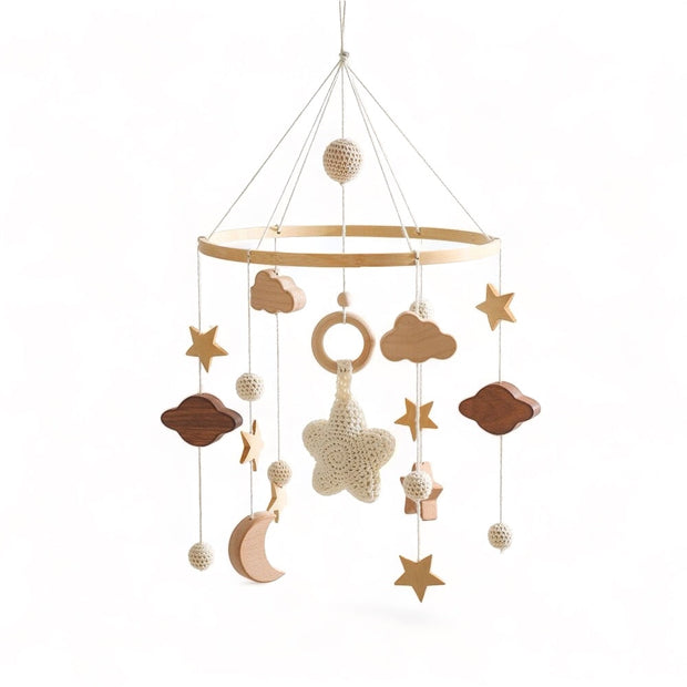 Móvil para Cuna – Cielo en Algodón y Madera