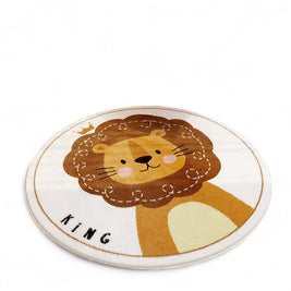 Alfombra redonda para quarto infantil com desenhos de animais, da marca Minimalist House Shop, ideal para decoração infantil.