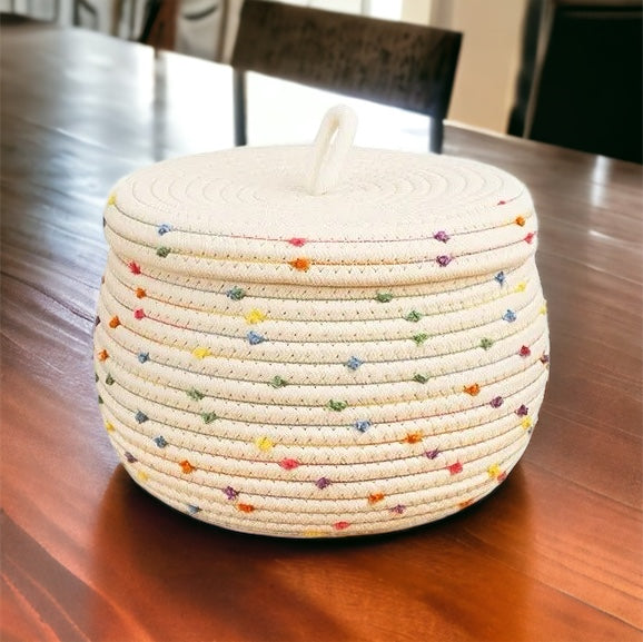 Cesta Organizadora con Tapa – Lunares - Minimalist House Shop