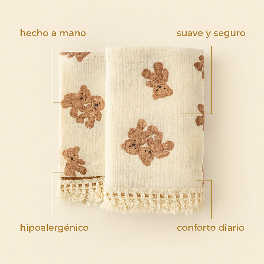 Manta de Muselina para Bebé Recién Nacido – Osito