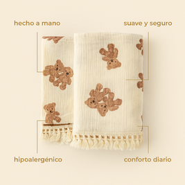 Manta de Muselina para Bebé Recién Nacido – Osito