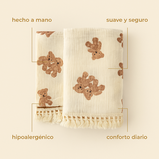 Manta de Muselina para Bebé Recién Nacido – Osito