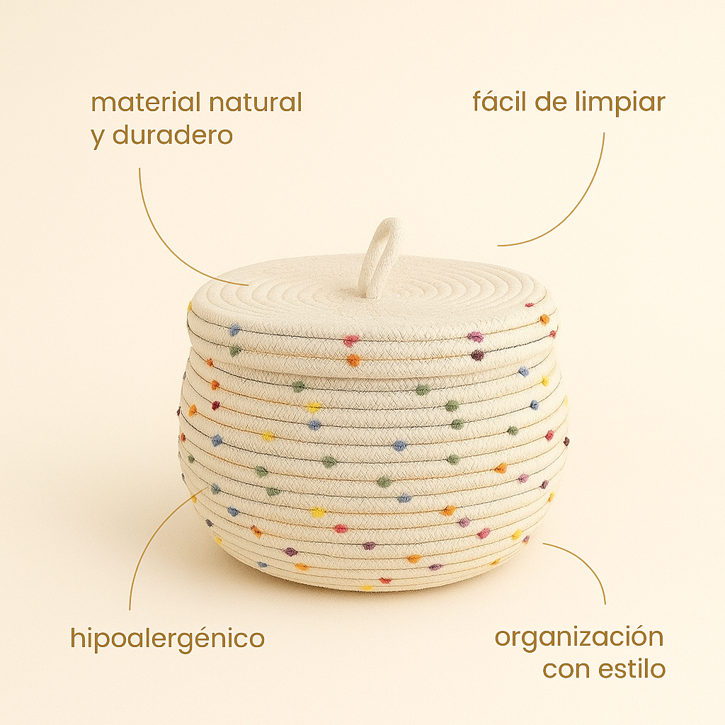 Cesta Organizadora con Tapa – Lunares