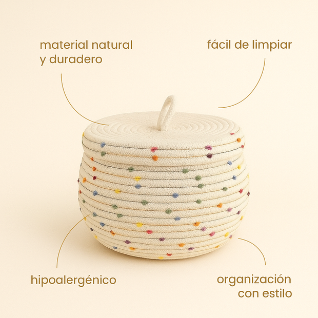 Cesta Organizadora con Tapa – Lunares 