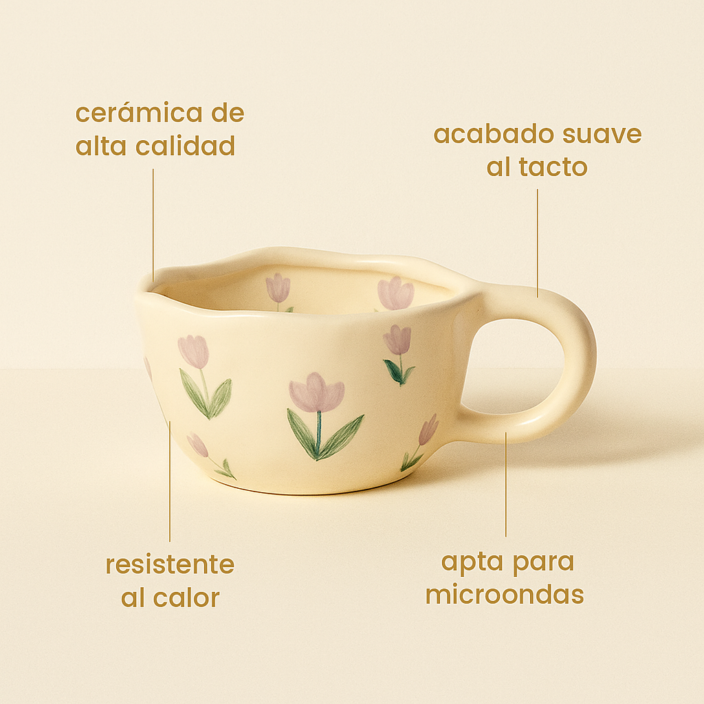 Taza de Cerámica Tulipán púrpura
