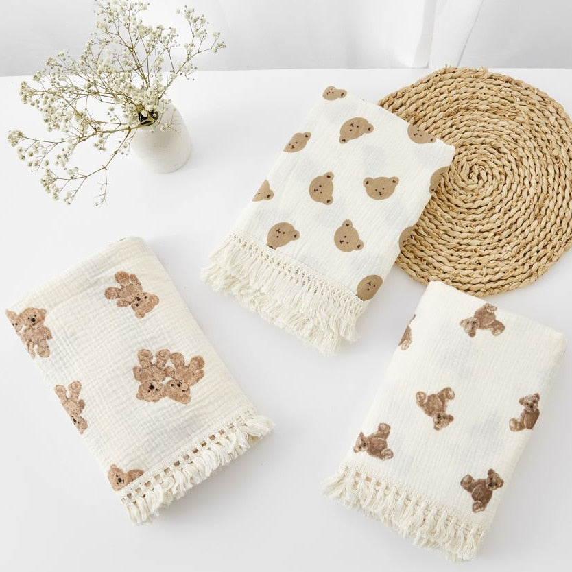 Manta de Muselina para Bebé Recién Nacido – Osito - Minimalist House Shop