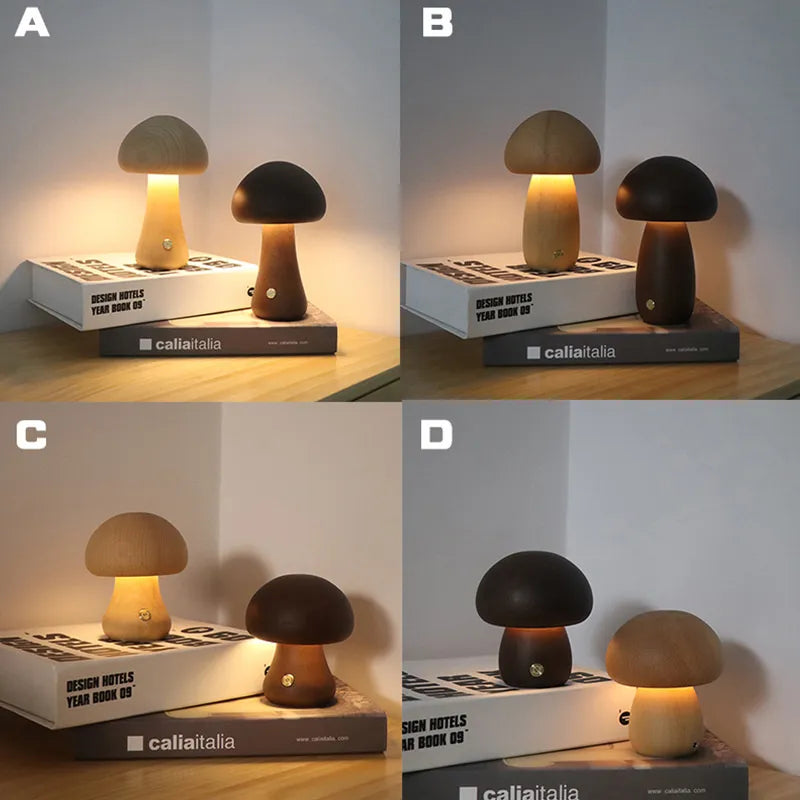 Luminaria de Mesa Cogumelo de Madera - Minimalist House Shop