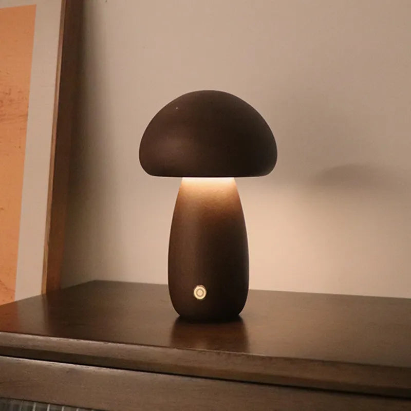 Luminaria de Mesa Cogumelo de Madera - Minimalist House Shop