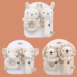 Sonajero de mano de algodón orgánico, juguete calmante para bebés