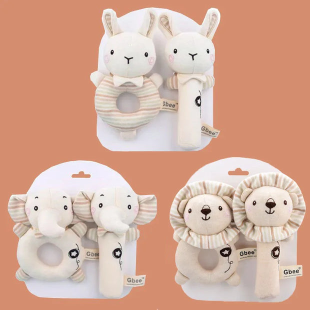 Sonajero de mano de algodón orgánico, juguete calmante para bebés