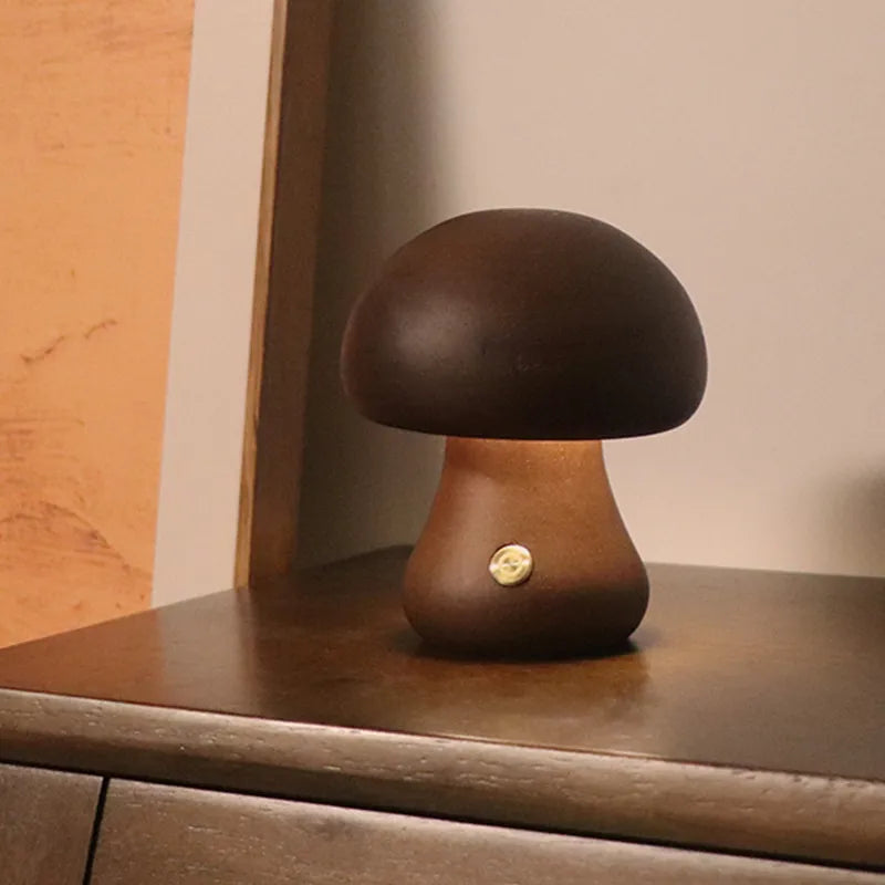 Luminaria de Mesa Cogumelo de Madera - Minimalist House Shop