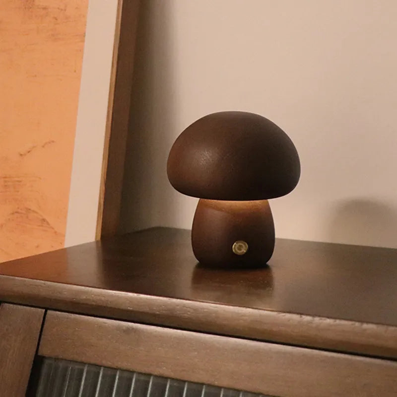 Luminaria de Mesa Cogumelo de Madera - Minimalist House Shop