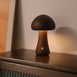 Luminaria de Mesa Cogumelo de Madera