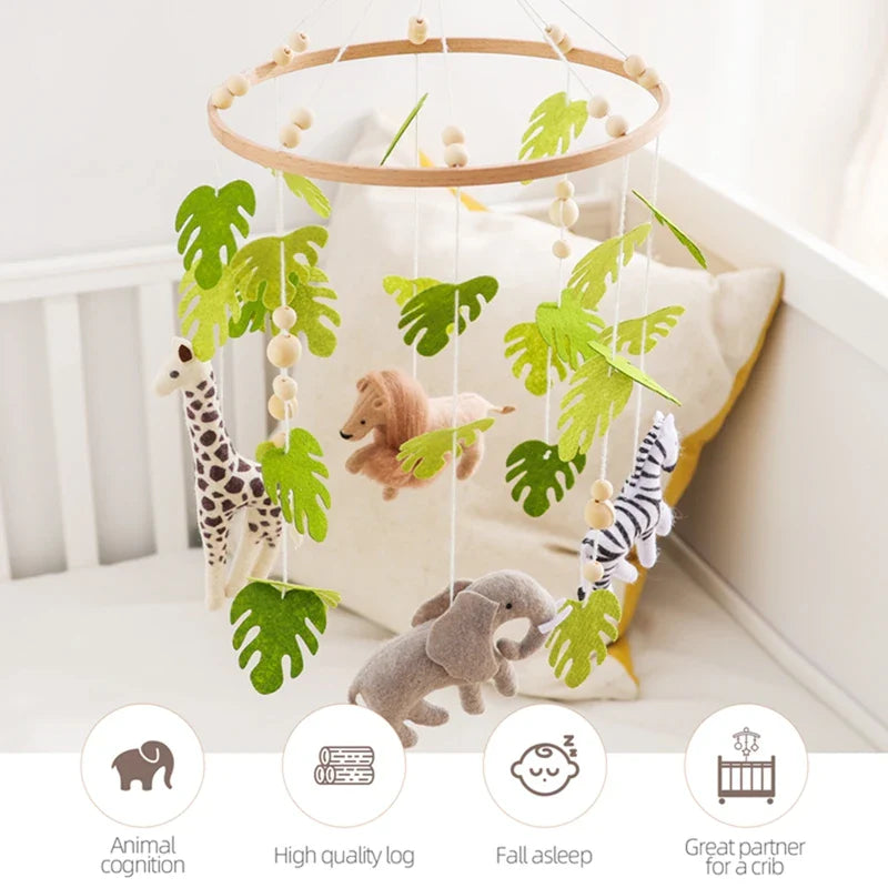 Móvel Safari da Minimalist House Shop com design de animais selvagens em cores neutras para decoração de ambiente infantil.