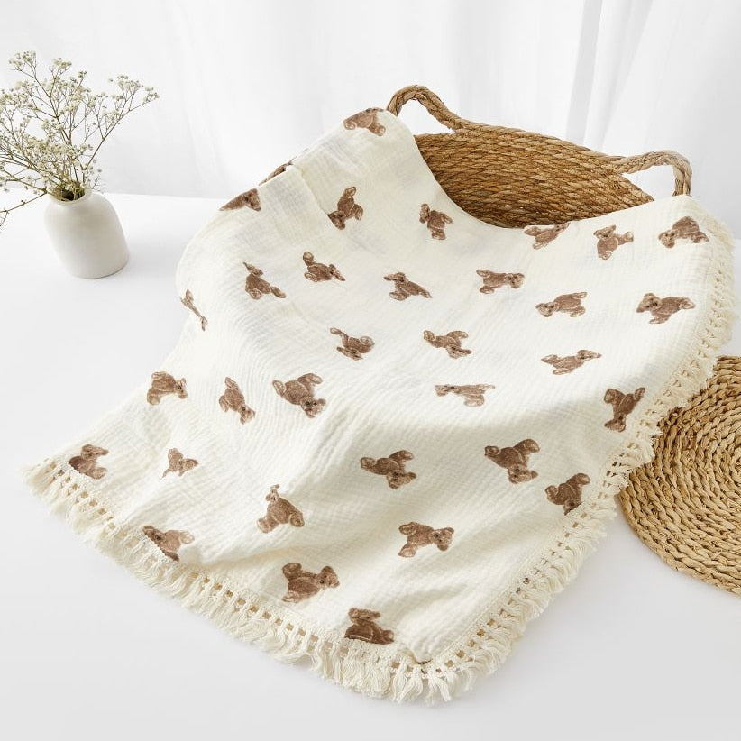 Manta de Muselina para Bebé Recién Nacido – Osito - Minimalist House Shop