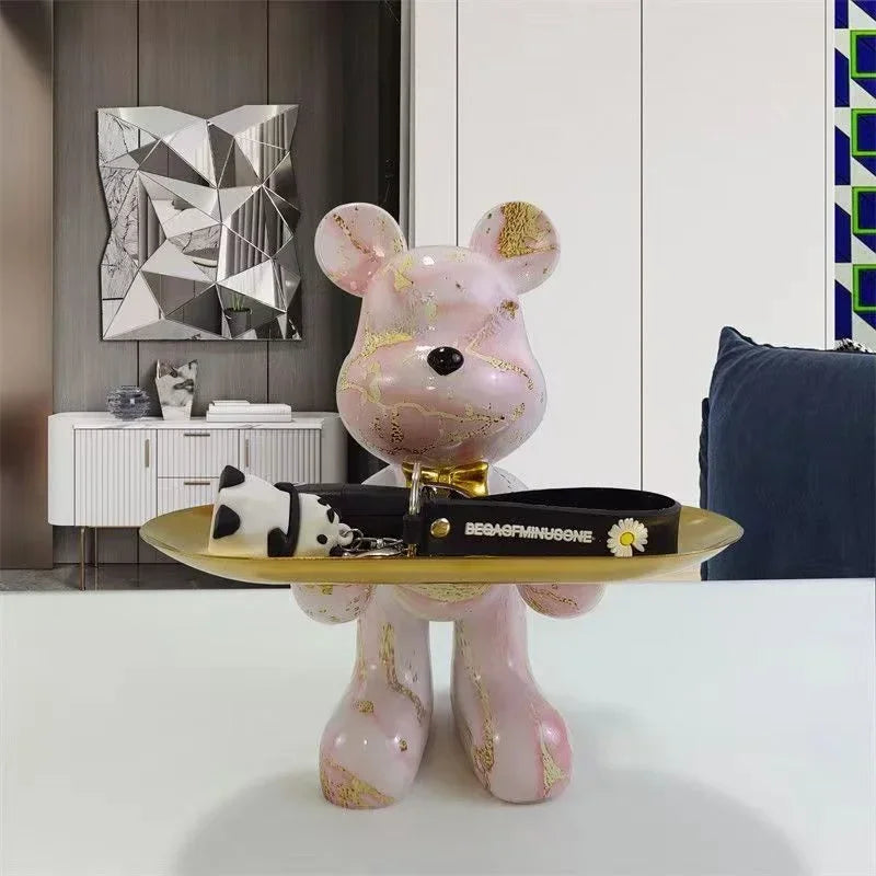 Estatueta decorativa de urso graffiti, estilo minimalista, feita por Graffiti BearBri para decoração moderna e artística.