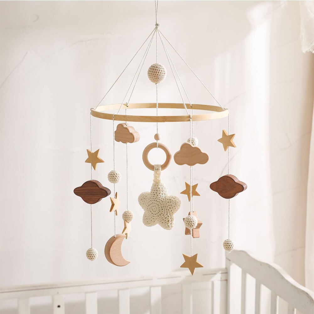 Móvil para Cuna – Cielo en Algodón y Madera - Minimalist House Shop