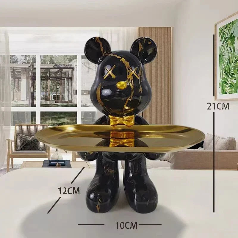 Estatueta decorativa de urso em estilo graffiti, feita pela Graffiti BearBri, decor minimalista para ambientes modernos.
