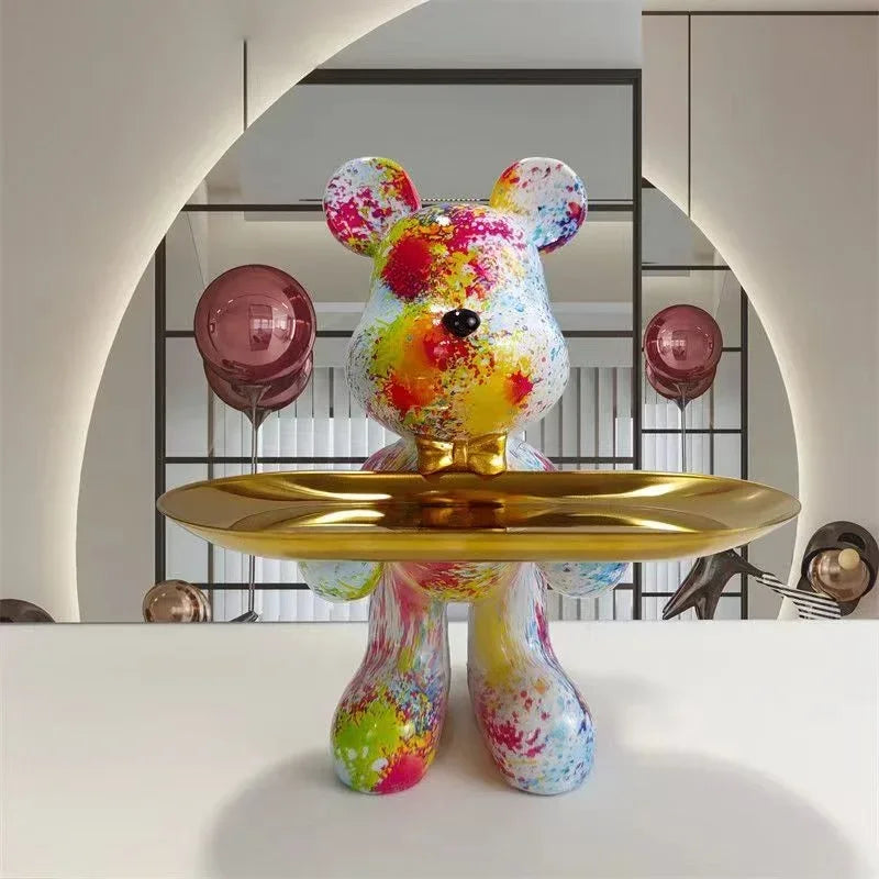 Estatueta decorativa Bear Graffiti BearBri, design minimalista de urso em estilo graffiti, para decoração moderna e criativa.