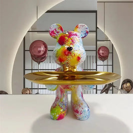 Estatueta decorativa Bear Graffiti BearBri, design minimalista de urso em estilo graffiti, para decoração moderna e criativa.