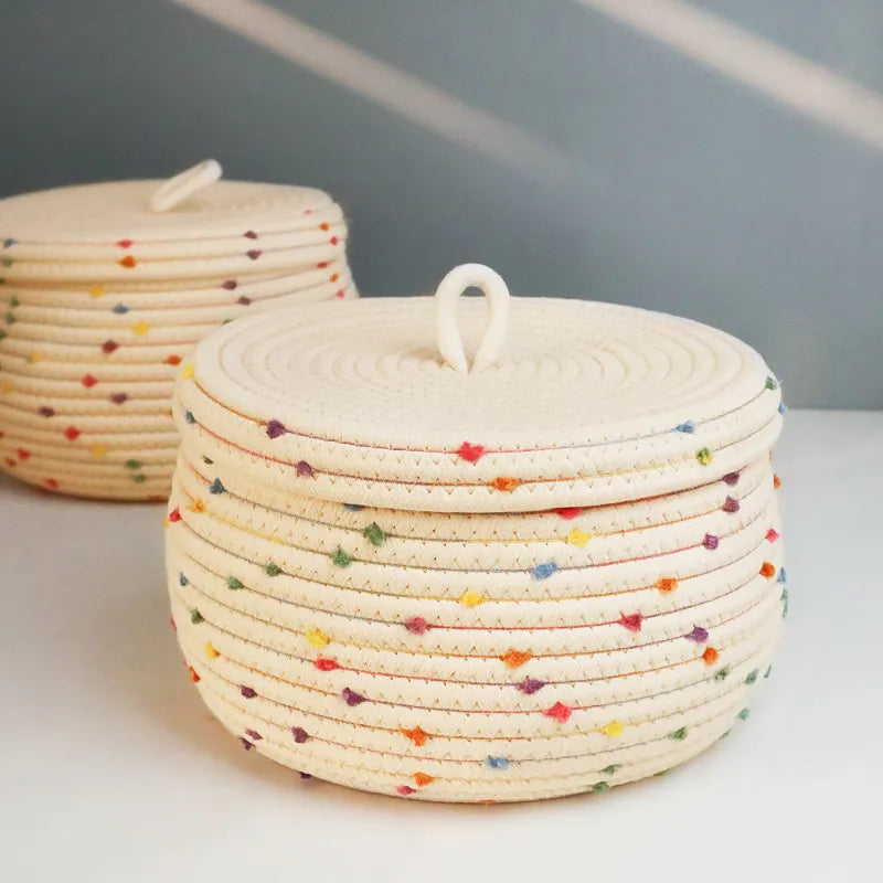 Cesta Organizadora con Tapa – Lunares - Minimalist House Shop