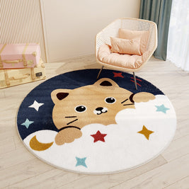 Alfombra redonda para quarto infantil com desenho de animais, da marca Minimalist House Shop, ideal para decoração de crianças.