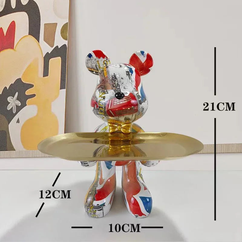Estatueta decorativa de urso graffiti BearBri, estilo minimalista, feita de material resistente, ideal para decoração moderna.