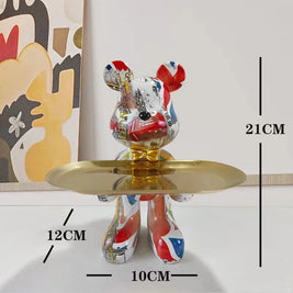 Estatueta decorativa de urso graffiti BearBri, estilo minimalista, feita de material resistente, ideal para decoração moderna.