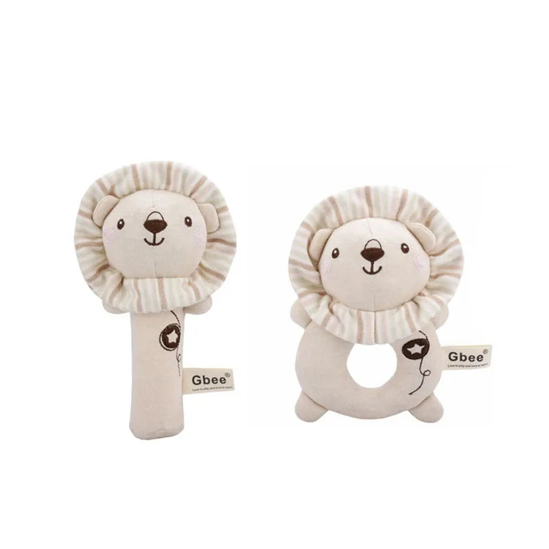 Sonajero de mano de algodón orgánico, juguete calmante para bebés