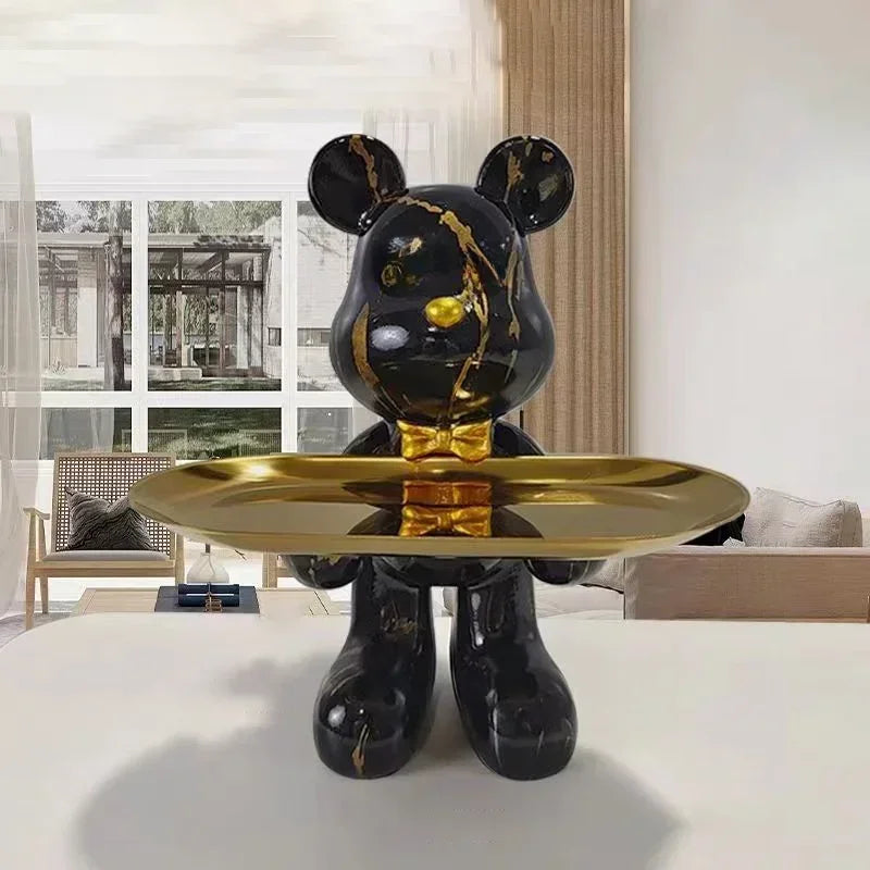 Estatueta decorativa de urso com estilo graffiti, feita pela Graffiti BearBri, ideal para decoração minimalista e moderna.
