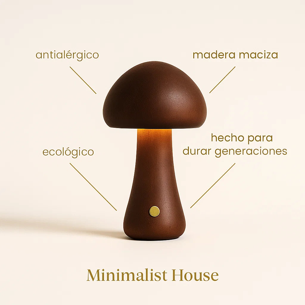 Luminaria de Mesa Cogumelo de Madera - Minimalist House Shop
