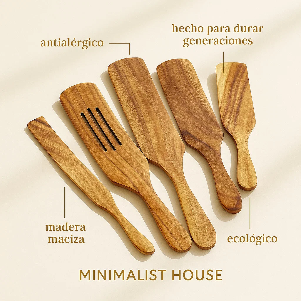 Espátulas de Madera 5 uds – Hacienda de Madera - Minimalist House Shop