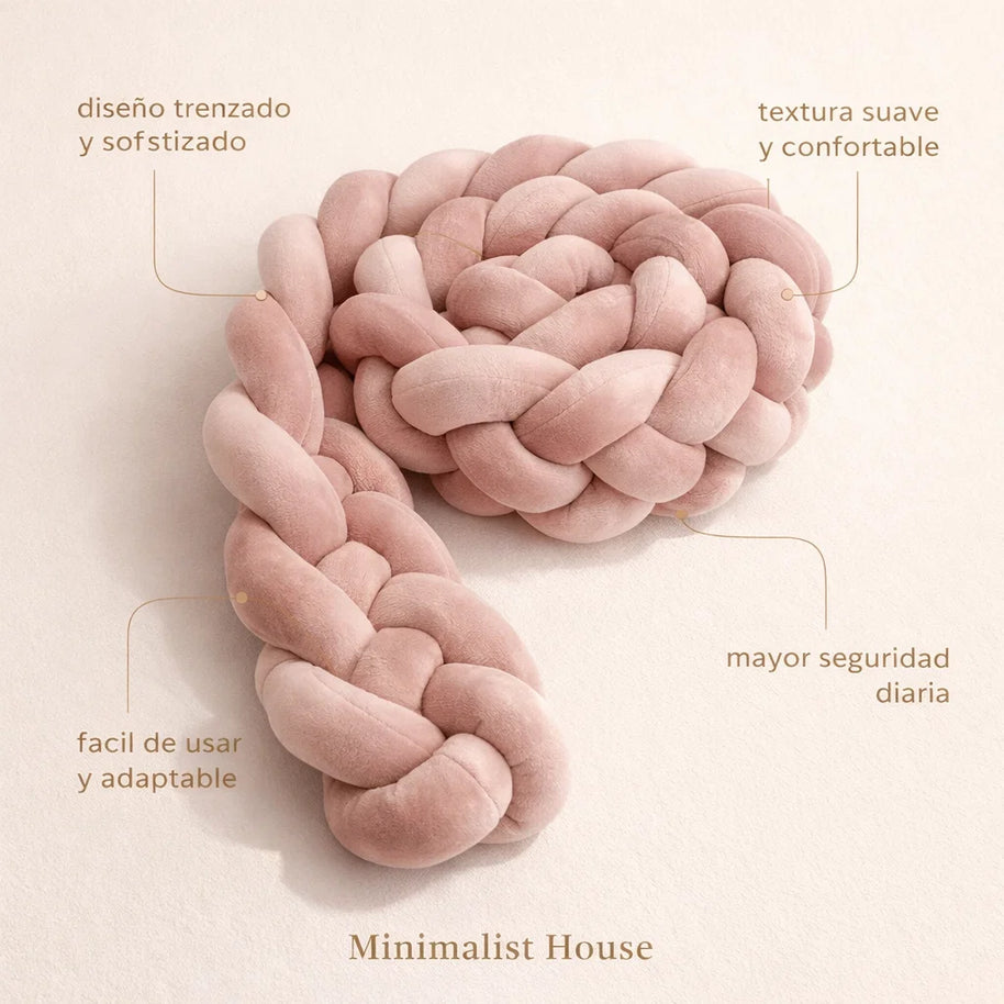 Protector Trenzado para Cuna – Algodón Suave 1M/2M/3M/3.6M - Minimalist House Shop