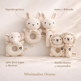 Sonajero de mano de algodón orgánico, juguete calmante para bebés - Minimalist House Shop
