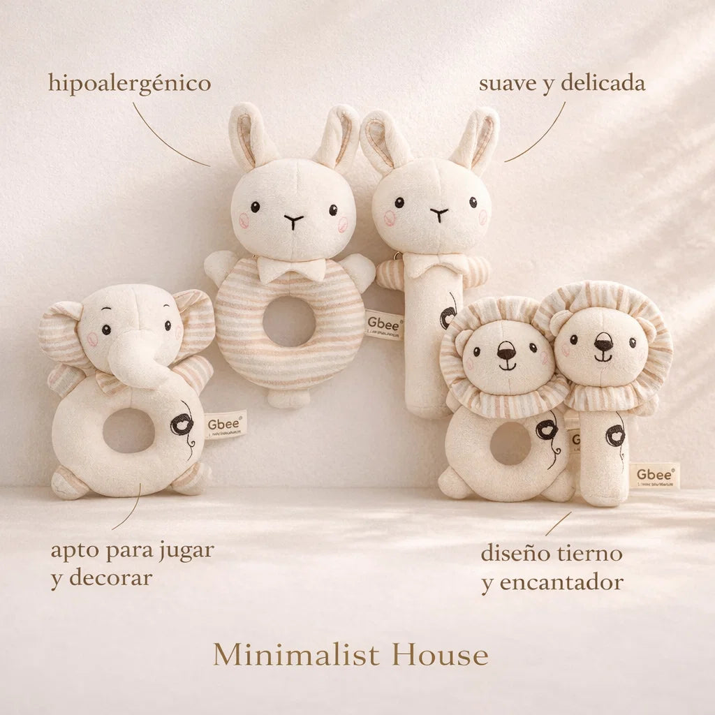 Sonajero de mano de algodón orgánico, juguete calmante para bebés - Minimalist House Shop