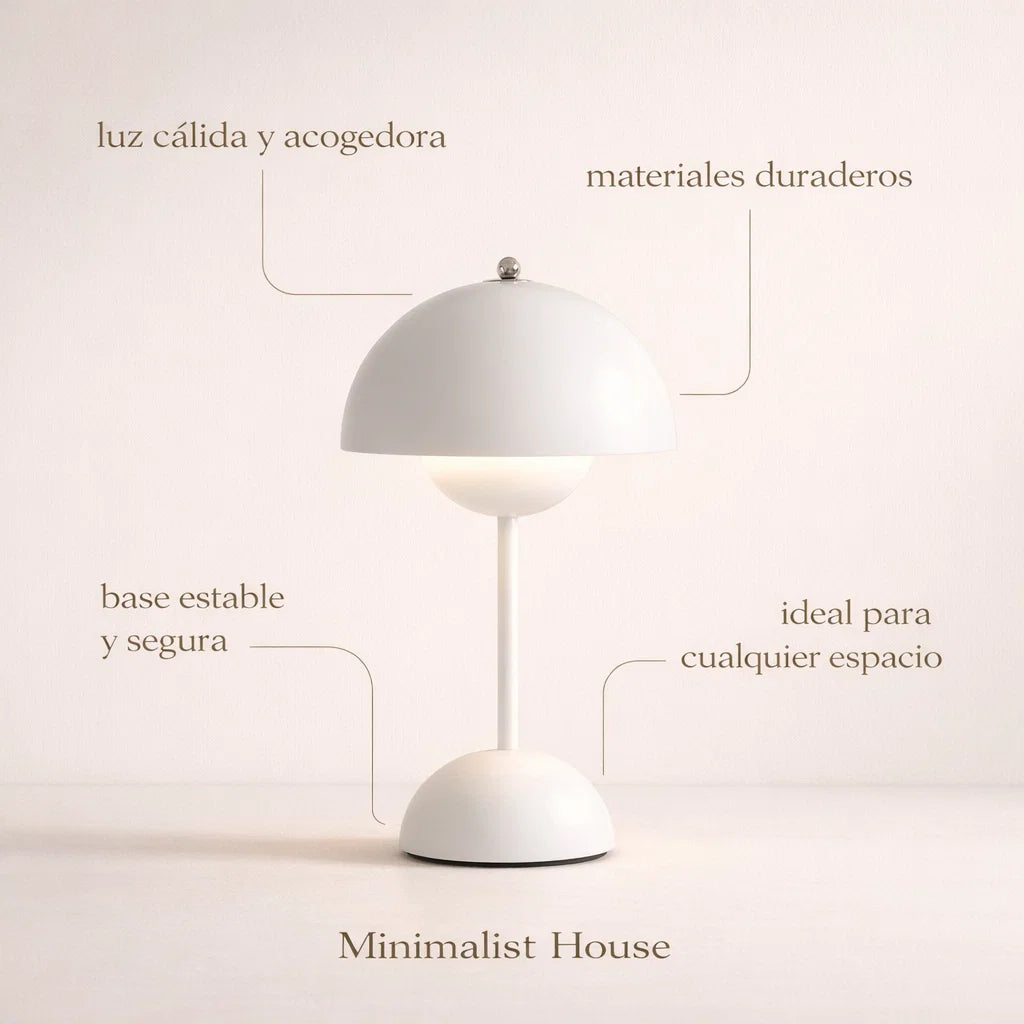 Lámpara Minimalista con Touch – Modelo Cogumelo - Minimalist House Shop