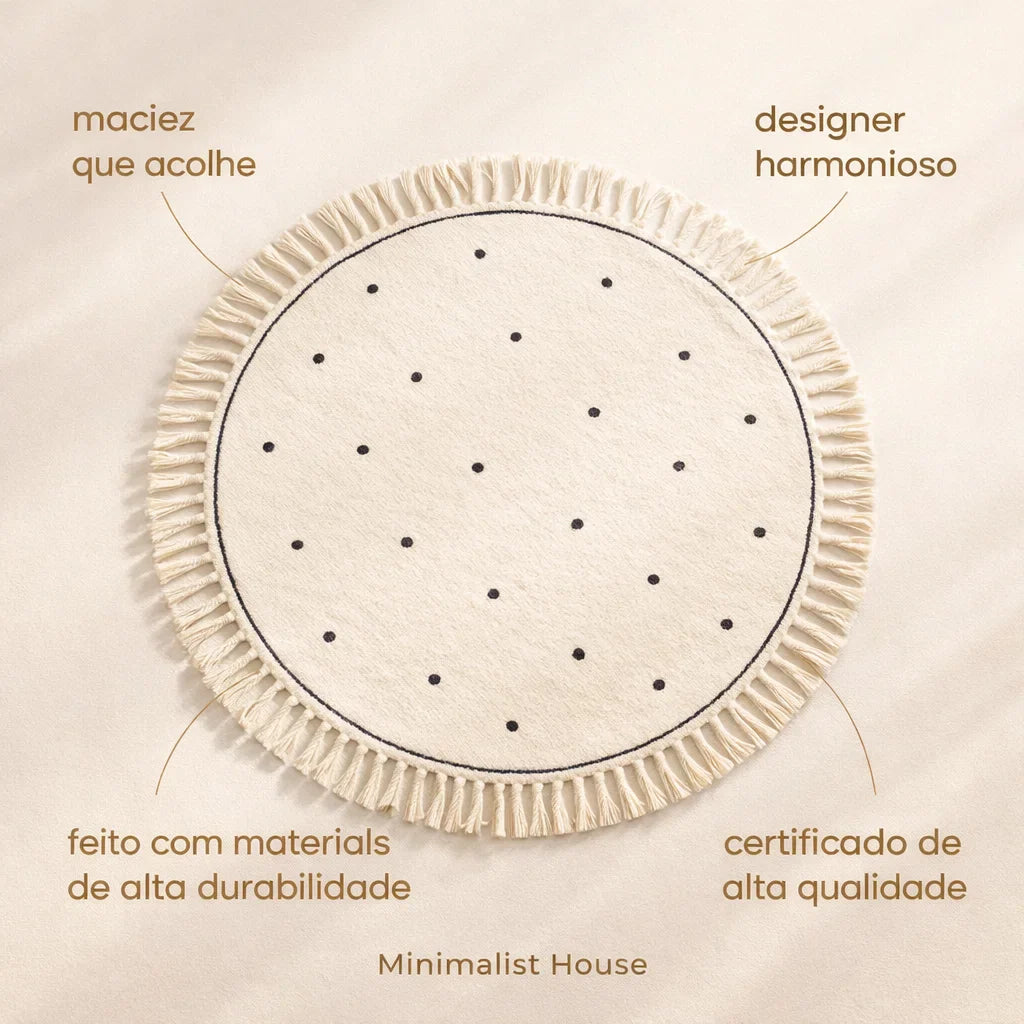 Tapete infantil circular Kids Dreams com estampa de lunares, decorativo e macio para quartos de crianças, da Minimalist House Shop