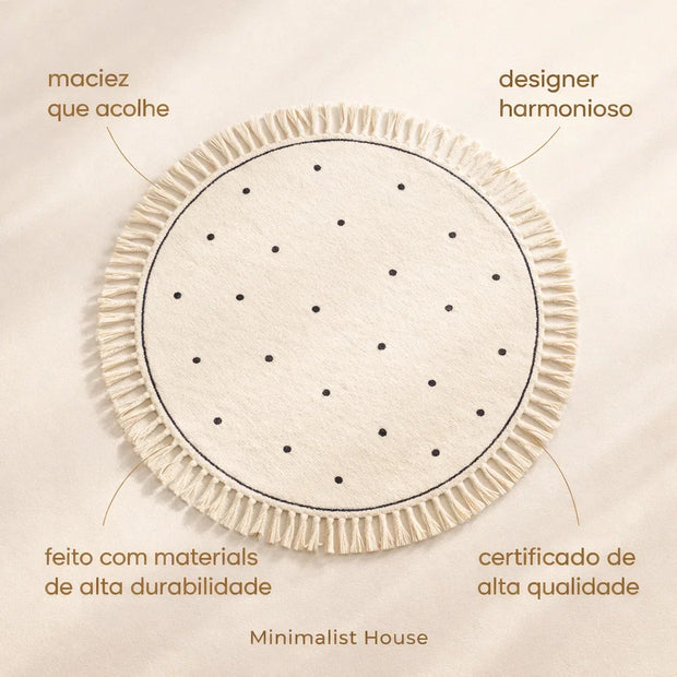Tapete infantil circular Kids Dreams com estampa de lunares, decorativo e macio para quartos de crianças, da Minimalist House Shop
