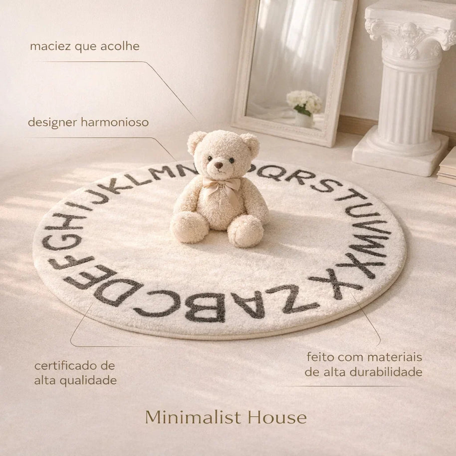 Tapete infantil Alfabeto da HOMEBABY com letras coloridas, ideal para brinquedo e decoração de quarto de criança.